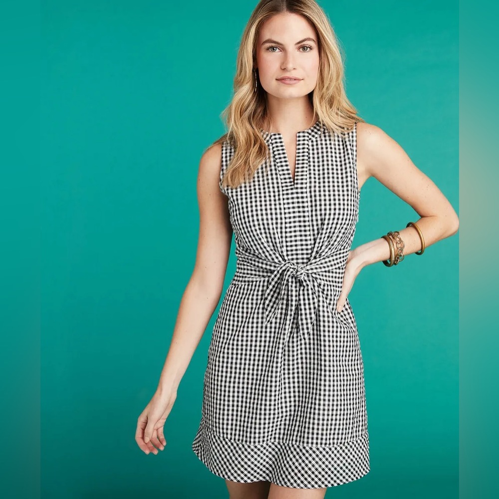 Vineyard Vines Gingham Seeksucker Tie-Front Dress 4